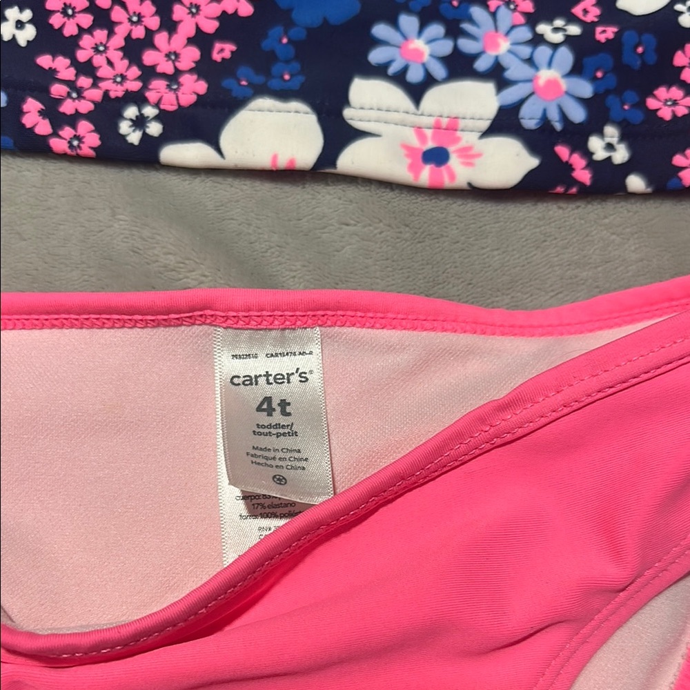 2/$10 Carters Floral Rashguard Tankini Swim Set - 4T - Picture 2 of 4